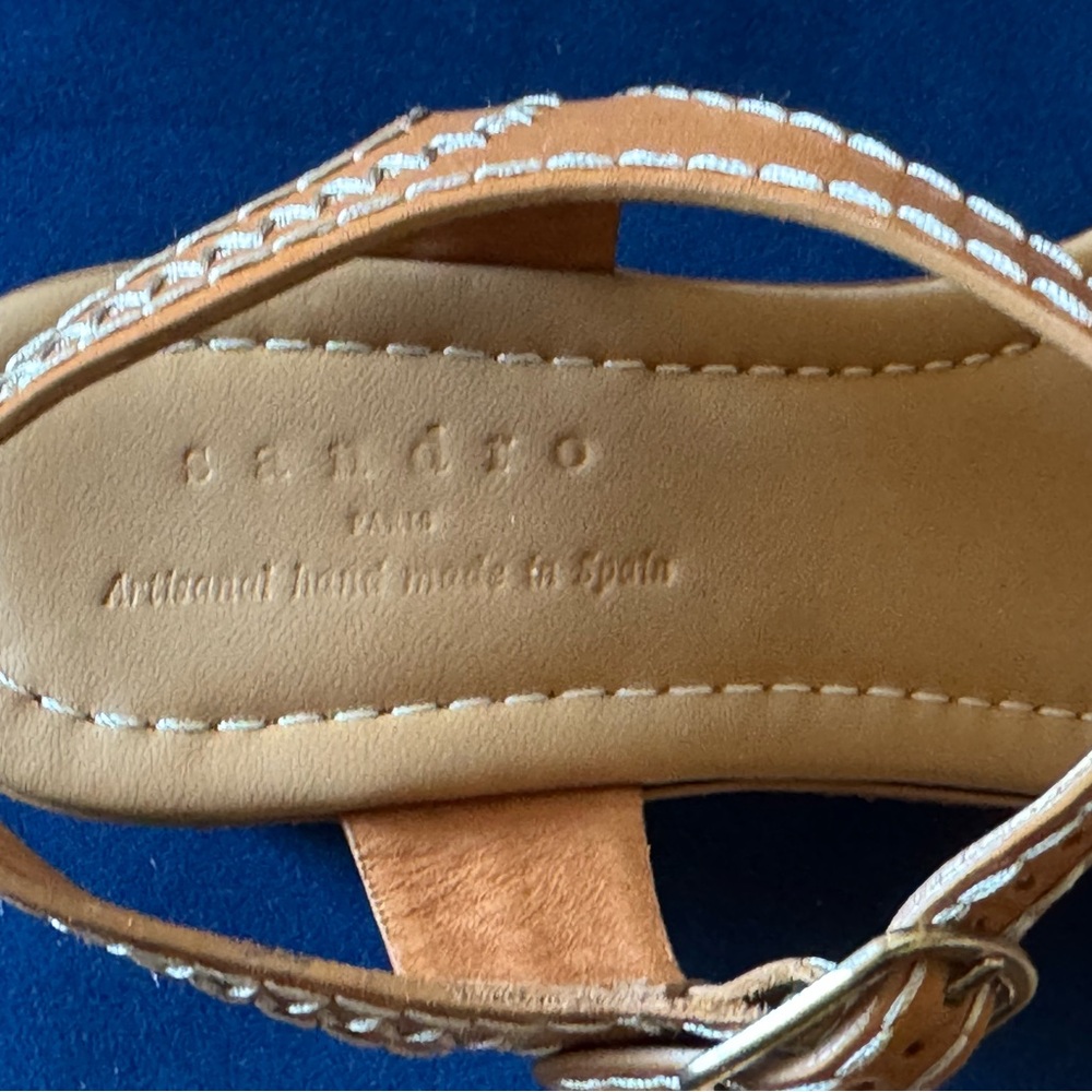 Sandro Paris Audrey Leather Platform Wood Heels View 6
